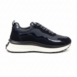 1103 Hakiki Deri Erkek Sneakers - Lacivert