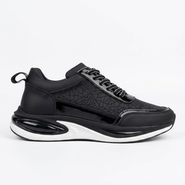 1074 Hakiki Deri Erkek Sneakers Eva - Siyah