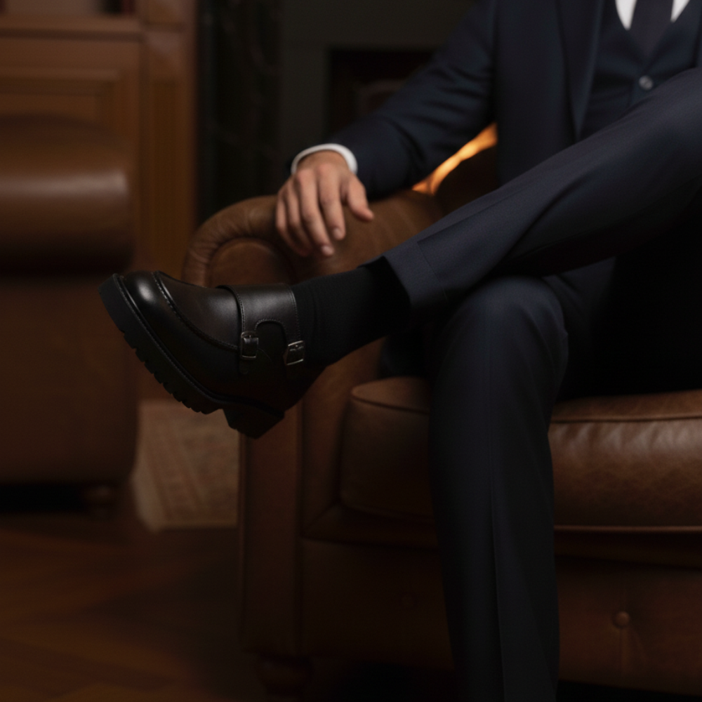 Tokalı Monk Hakiki Deri Klasik