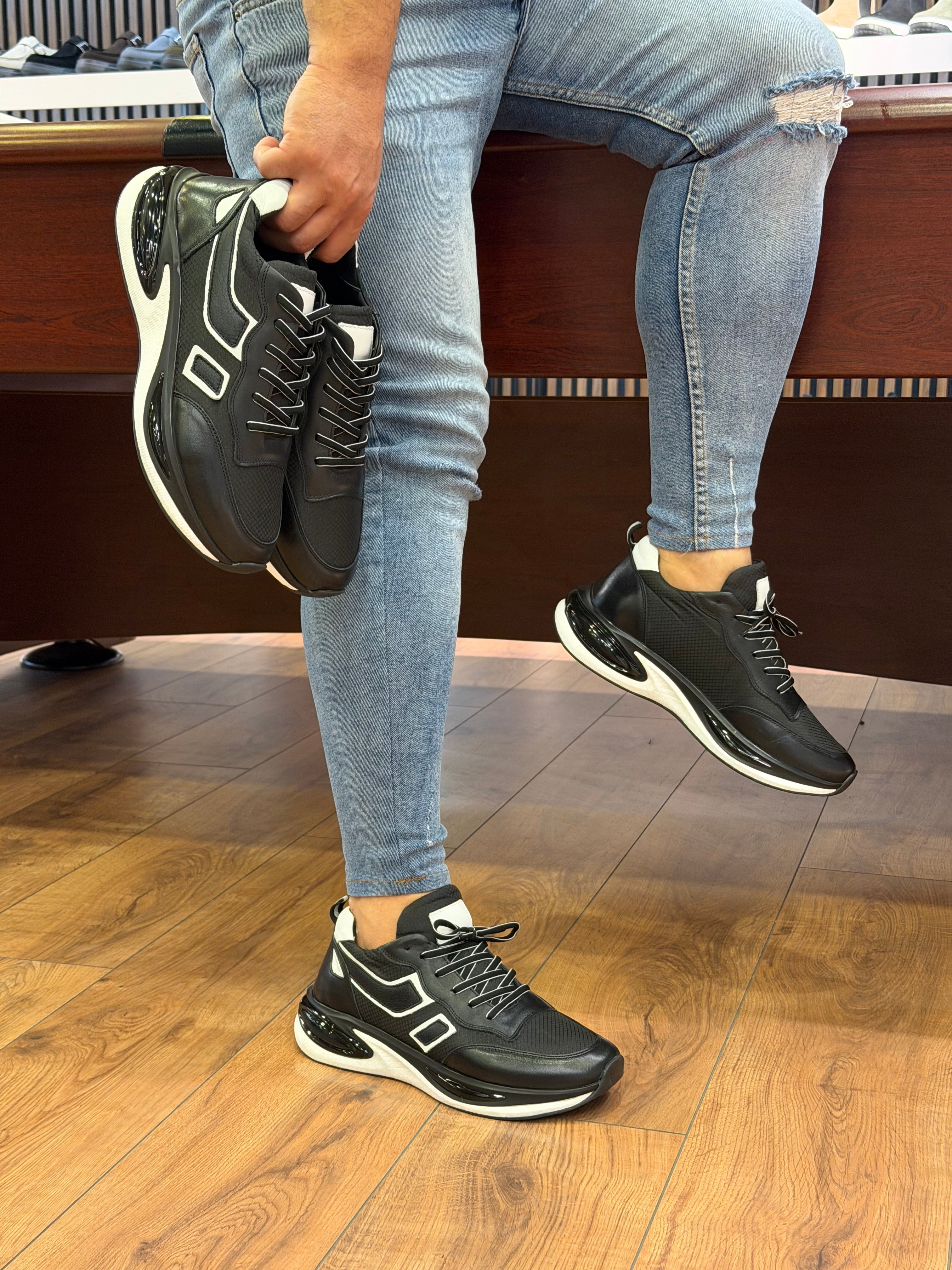 1091 Hakiki Deri-Paraşüt Erkek Sneakers