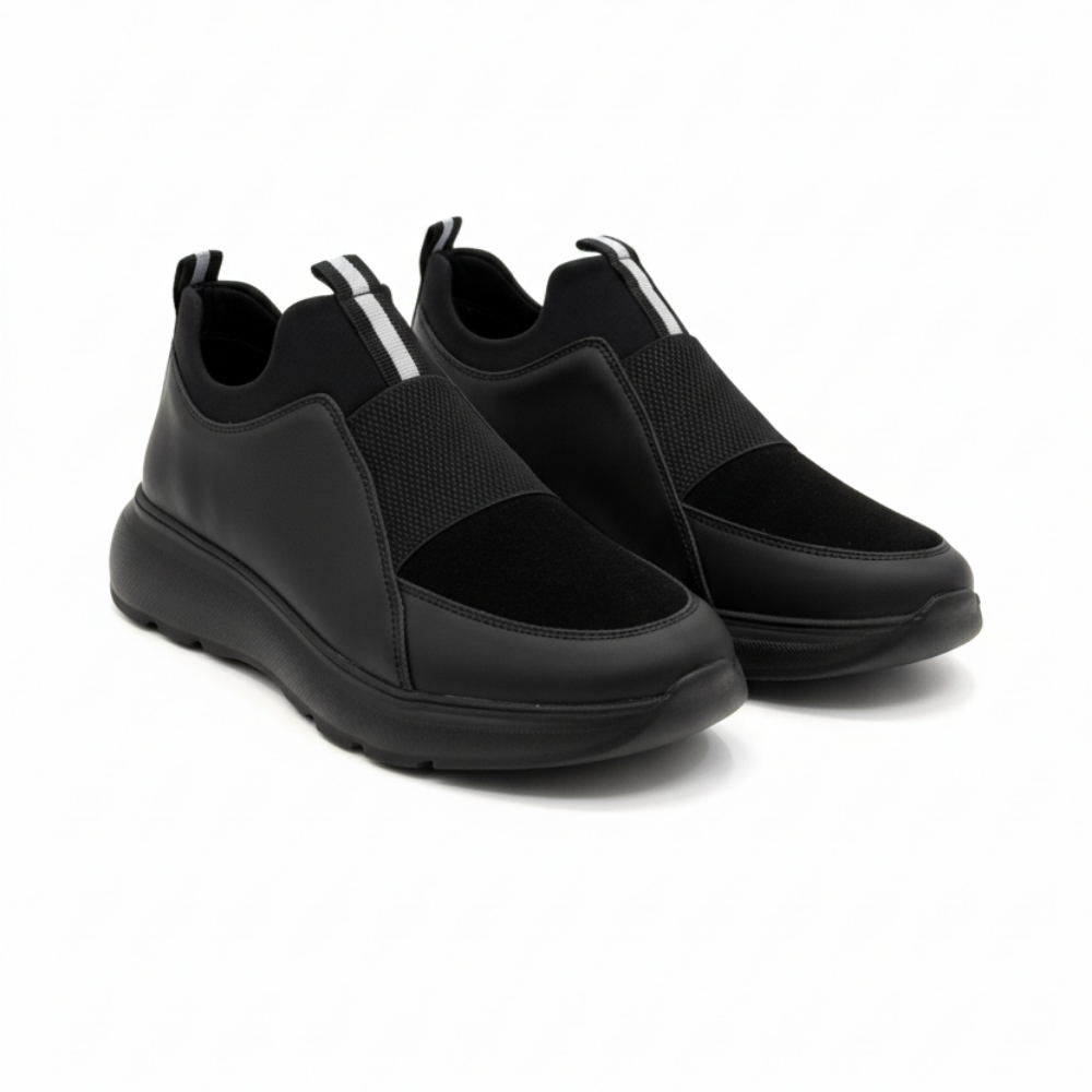 1106 Siyah Hakiki Deri Erkek Sneakers