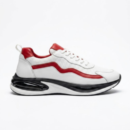 1103 Hakiki Deri Erkek Sneakers - Kırmızı