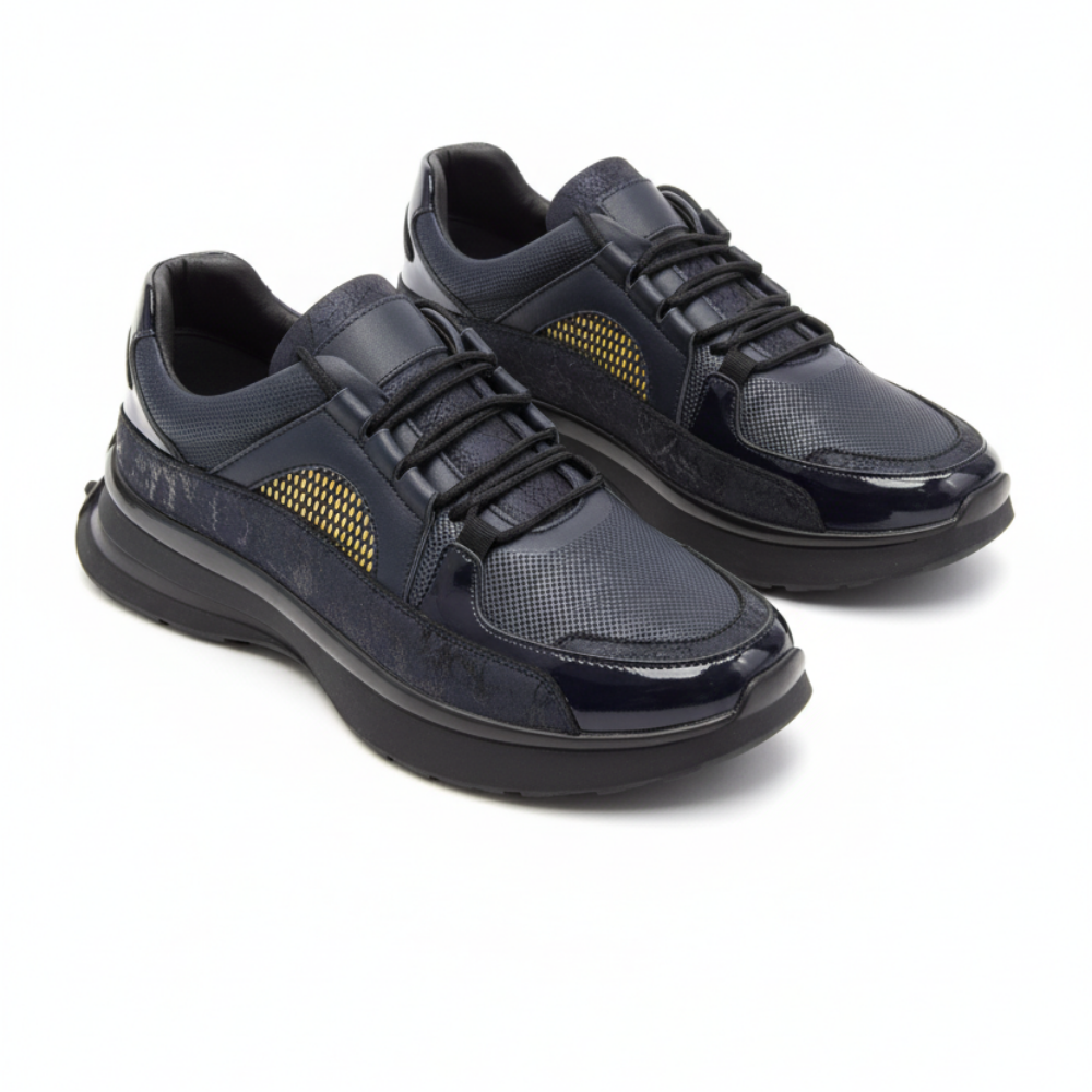 2021 Siyah Hakiki Deri Erkek Sneakers